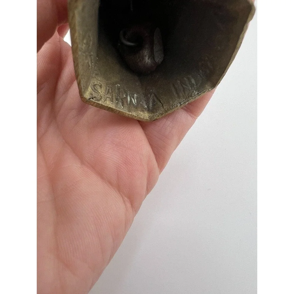 Vintage Gold-Tone Brass Home Decorative Christmas Etched Ornate 6-Panel Bell‎